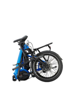 VICTORIA eFolding 7.6 2022 Faltrad eBike in blau Klapprad Elektrorad Rücktritt Rücktrittbremse tiefer Einstieg bequeme Sitzposition Bosch Performance 65Nm Motor und Zahnriemen Antrieb Made in Germany gefaltet geklappt Packmaß