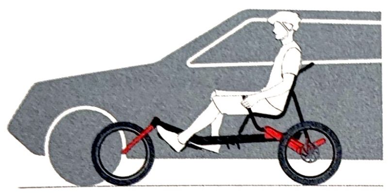 Hase Trike Dreirad - mit Autofahrer auf Augenhöhe